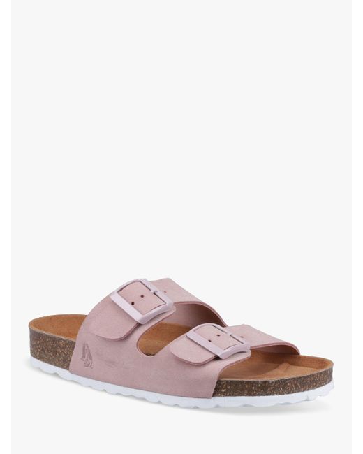 Hush Puppies Pink Blaire Suede Footbed Sandals