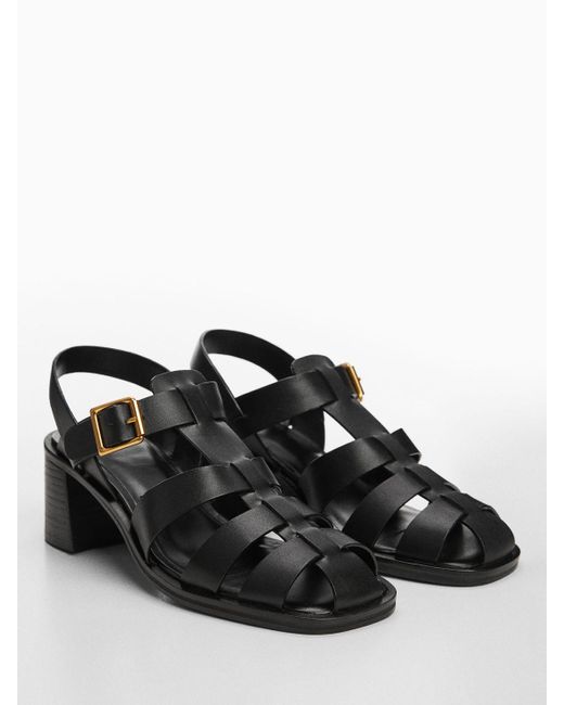 Mango Black Fisher Leather Jelly Shoes