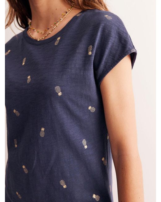 Boden Blue Leah Pineapple Foil Print Jersey T-shirt Dress