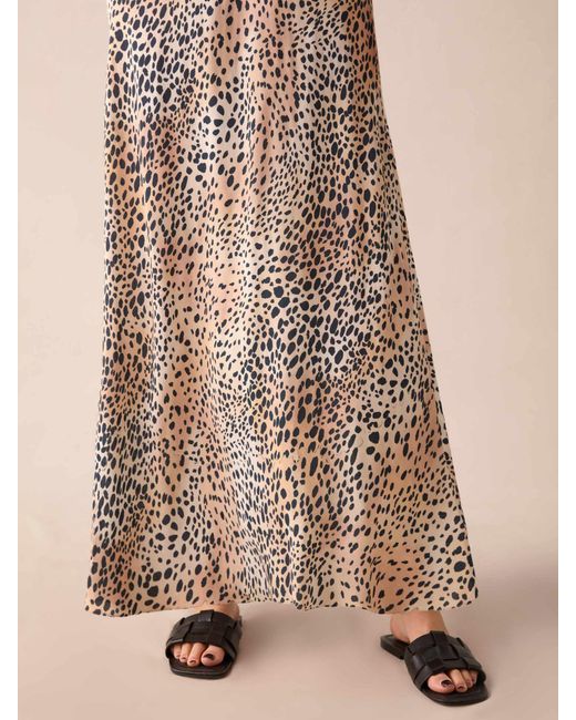 Ro&zo Natural Leopard Print Bias Cut Maxi Skirt