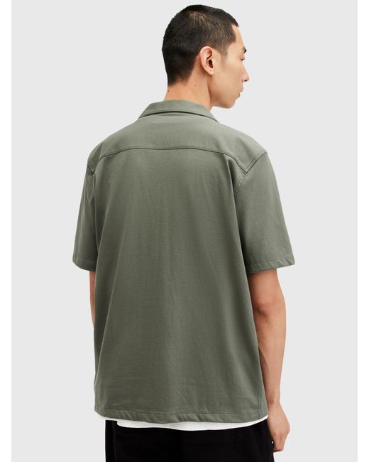 AllSaints Green Hudson Short Sleeve Shirt for men