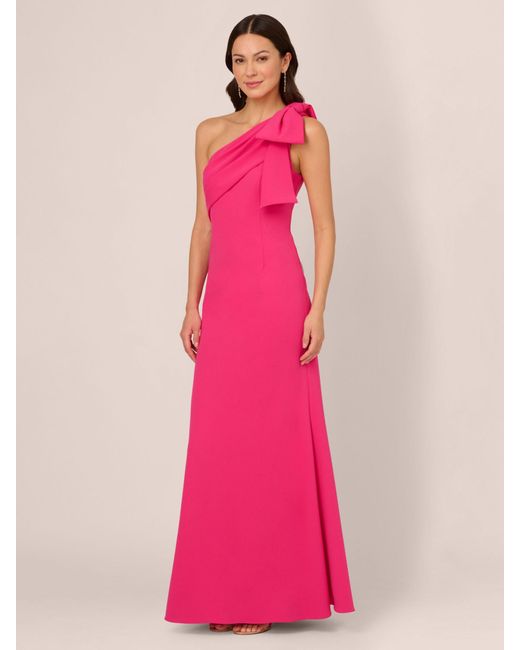 Adrianna Papell Pink Stretch Crepe Long Dress