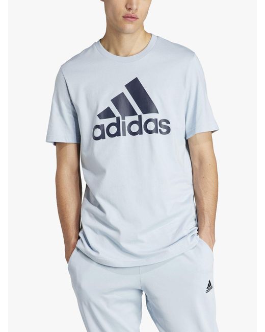 Adidas Blue Essentials Single Jersey Logo T-shirt for men