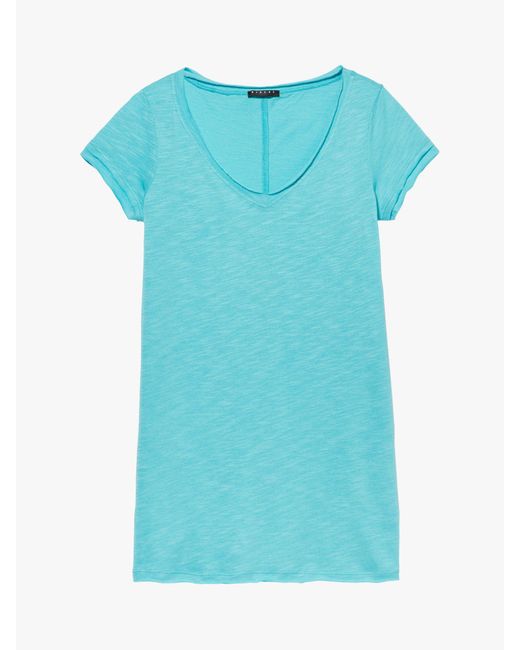 Sisley Blue V-neck Cotton Blend T-shirt