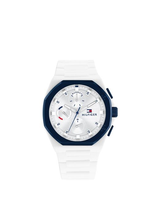 Tommy Hilfiger Blue Octagon Dial Silicone Strap Watch for men