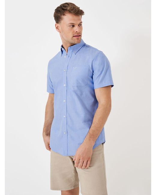 Crew Blue Short Sleeve Oxford Shirt for men