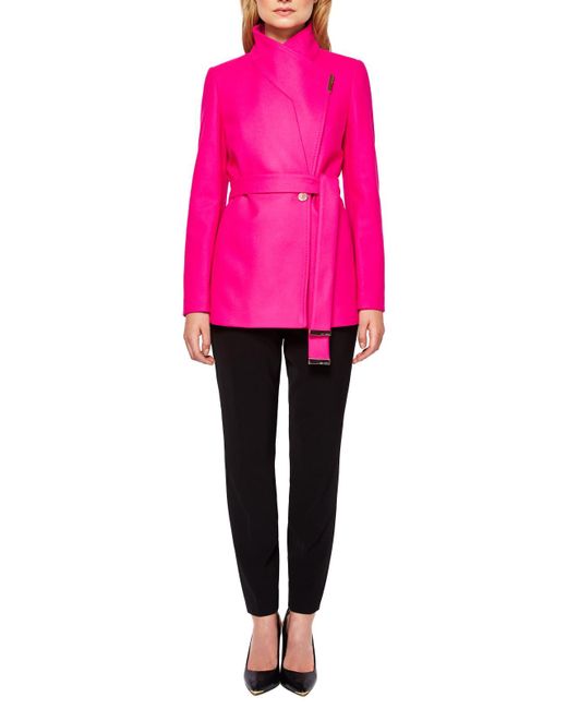 Ted Baker Keyla Short Wrap Coat in Pink | Lyst UK