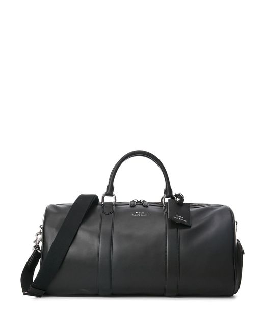 Ralph Lauren Black Smooth Leather Duffle Bag for men