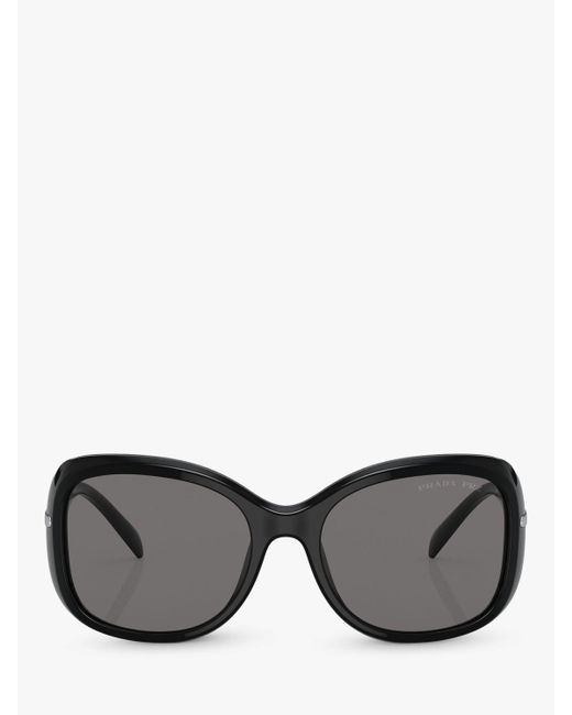 Prada Gray Pr 04zs Polarised Rectangular Sunglasses