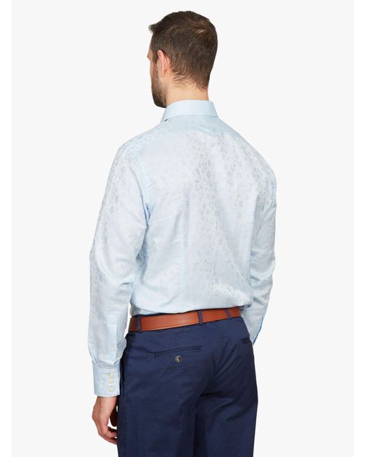 Simon Carter White Jacquard Flower Regular Fit Shirt for men