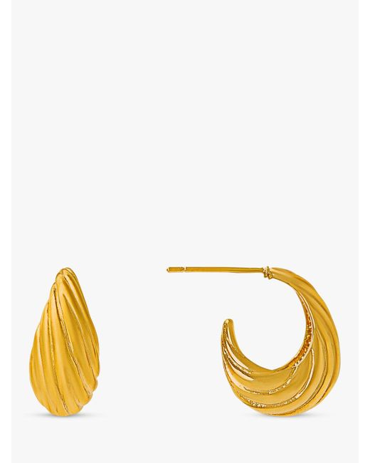 Orelia Metallic Tapered Dome Twist Hoop Earrings