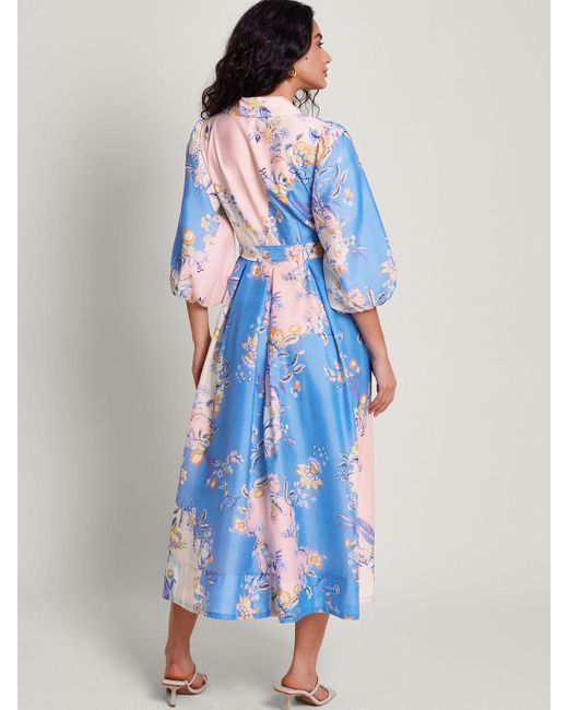 Monsoon Blue Adela Floral Shirt Midi Dress