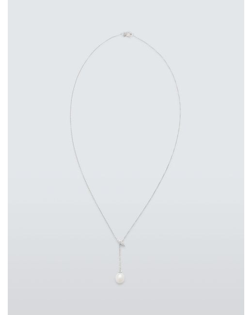Lido White Oval Freshwater Pearl Drop Necklace
