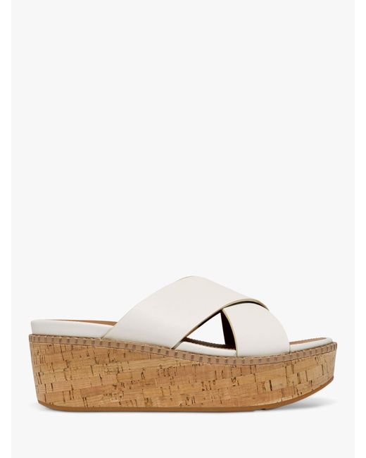 Fitflop Multicolor Eloise Cross Leather Strap Cork Wedge Mules