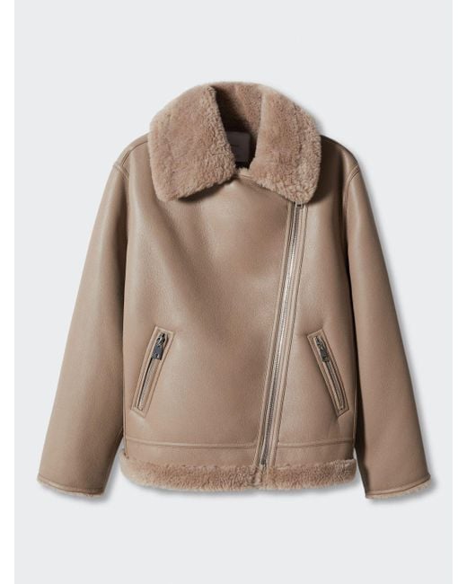 Faux fur lined top biker jacket h&m
