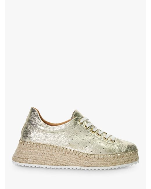 Dune Natural Explainedd Leather Lace-up Wedge Espadrille Shoes