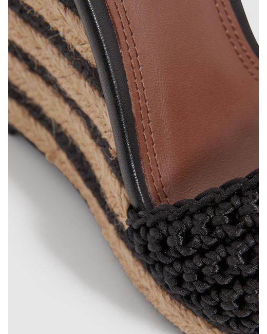 Reiss Black Selene Crochet Strap Stripe Wedge Heel Sandals