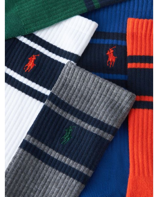 Ralph Lauren Blue Stripe Crew Socks for men