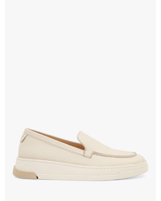 Dune Generate Leather Flatform Slip On Shoes in Natural | Lyst UK