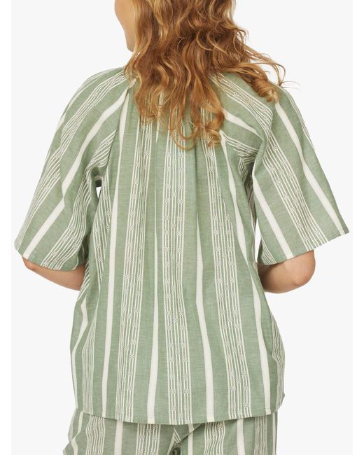 Sisters Point Green Inga Cotton Short Sleeve Blouse