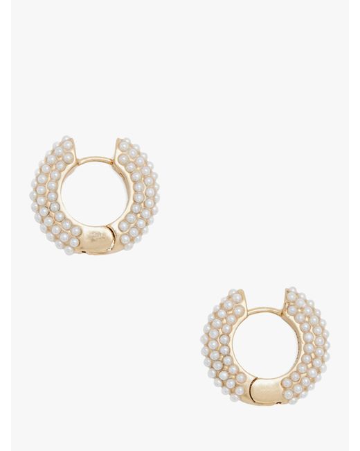 AllSaints Metallic Faux Pearl Chunky Huggie Hoop Earrings