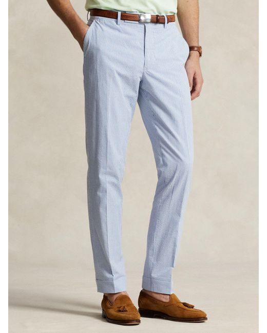Ralph Lauren Blue Seersucker Suit Trousers for men
