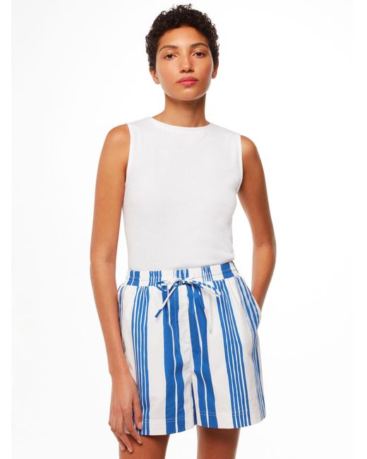 Whistles Blue Painted Stripe Cotton Shorts