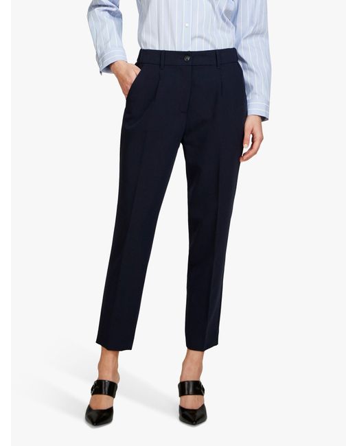Sisley Blue Plain Tailored Cropped Trousers