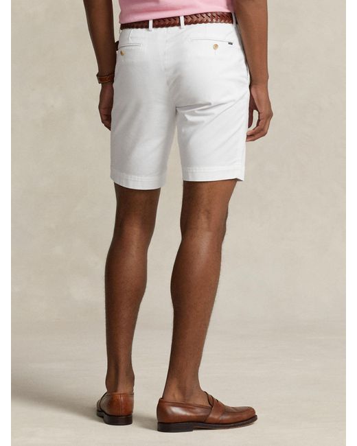 Ralph Lauren White Polo Stretch Slim Fit Chino Shorts for men