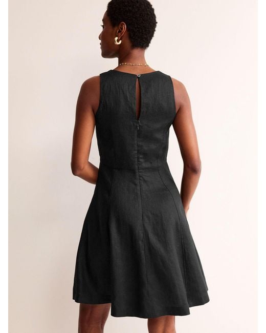 Boden Black Carla Linen Mini Dress