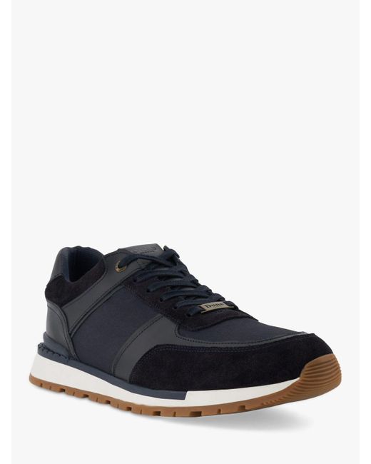 Dune Blue Titles Suede And Leather Trainers for men