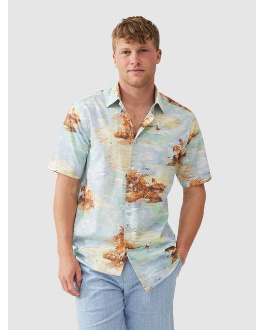Rodd & Gunn Blue Victoria Avenue Palm Tree Cotton Shirt for men
