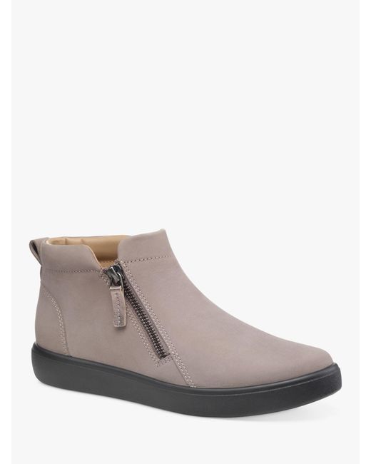 Hotter Gray Jasmine Zipped Ankle Boots