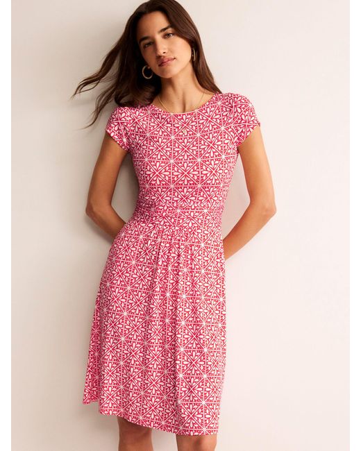Boden Pink Amelie Floral Jersey Dress