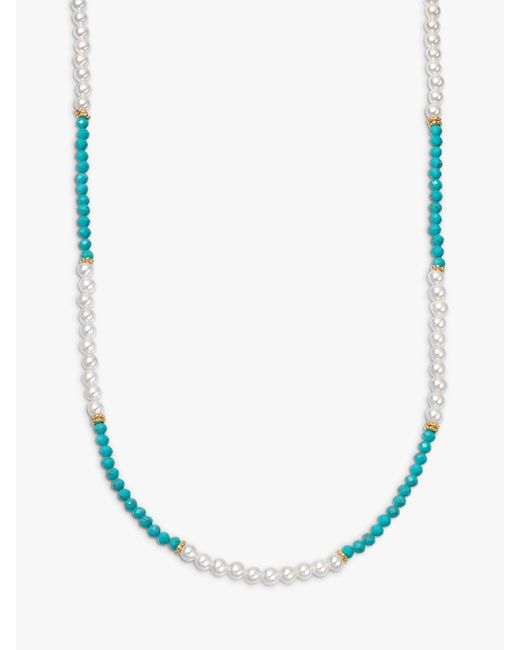 Daisy London Blue Turquoise And Pearl Beaded Necklace