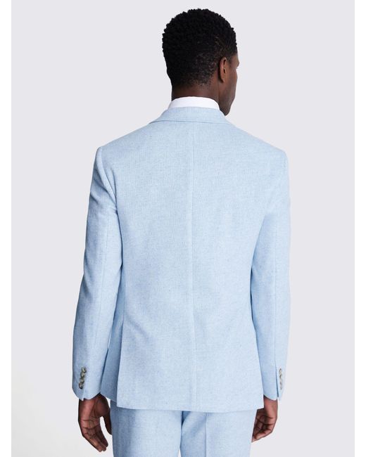 Moss Bros Blue Slim Fit Wool Blend Donegal Tweed Suit Jacket for men