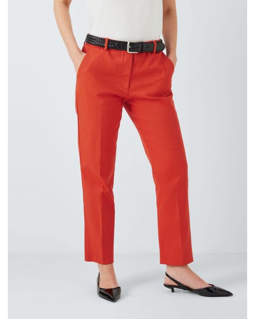 Weekend by Maxmara Red Vite Stretch Cotton Cigarette Trousers