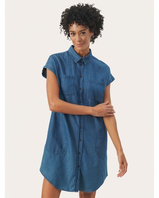 Part Two Blue Ellena Short Sleeve Denim Shirt Dress