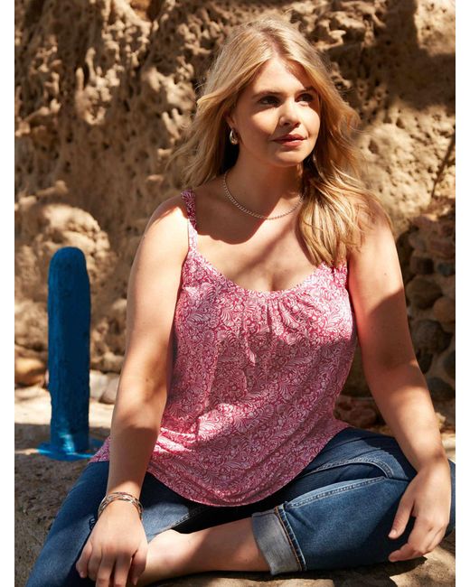 Live Unlimited Pink Paisley Jersey A-line Cami