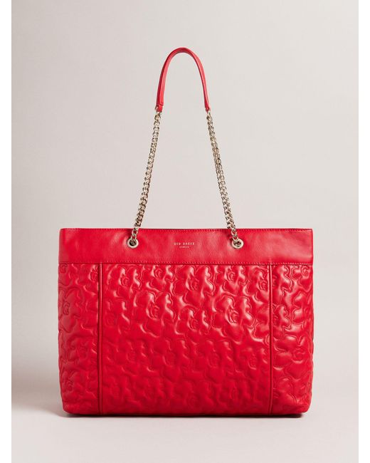 Ted Baker Red Ayliia Magnolia Quilted Leather Tote Bag