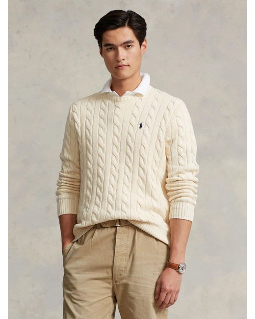 Ralph Lauren Natural Polo Long Sleeve Cable Knit Jumper for men