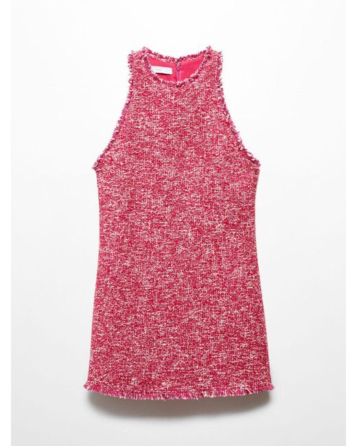 Mango Pink Siena Textured Mini Dress