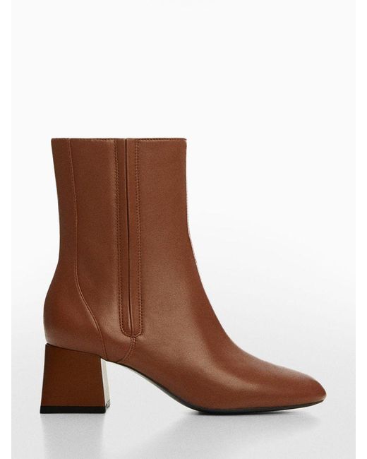 Mango Brown Carlo Leather Ankle Boots