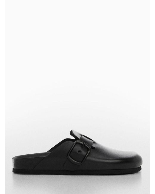 Mango Black Uyuni Leather Clog Shoes