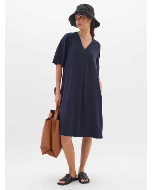 Inwear Blue Ellie V-neck Short Sleeve Knee Length Dress