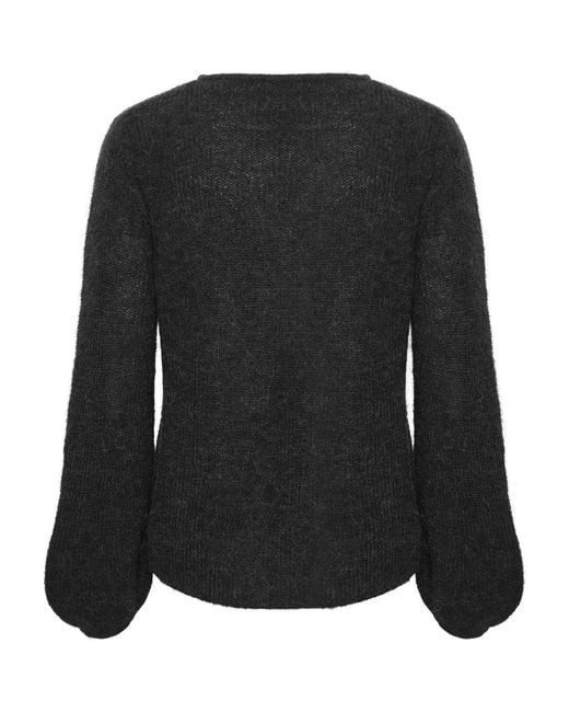 Soaked In Luxury Black Tuesday Long Sleeve V-neck Wool Jumper
