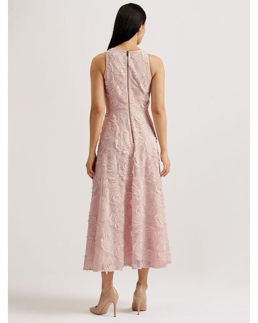 Ted Baker Pink Ullaa Textured Flower Maxi Dress
