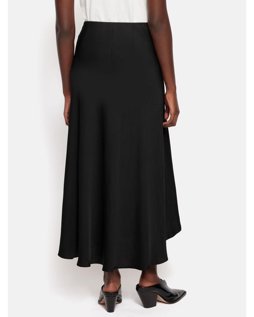 Jigsaw Black Satin Bias Cut Asymmetric Midi Skirt