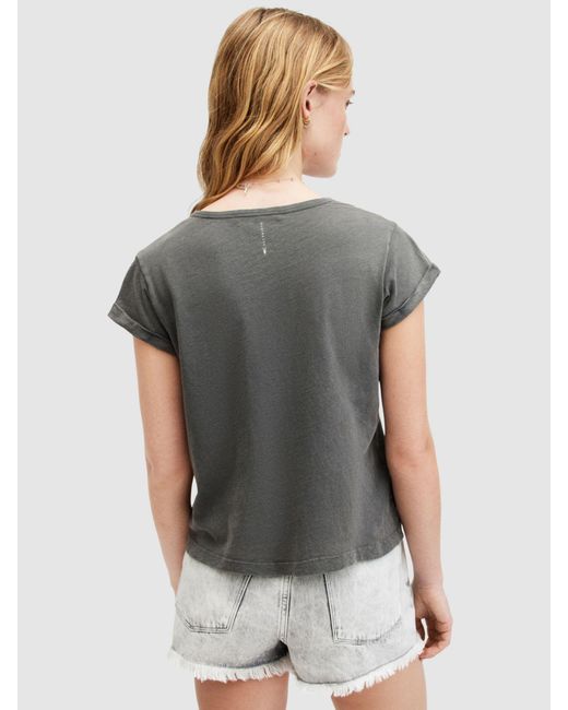AllSaints Gray Anna V-neck T-shirt