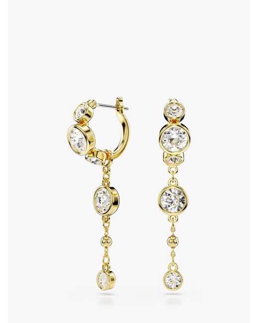 Swarovski White Crystal Hoop And Chain Earrings